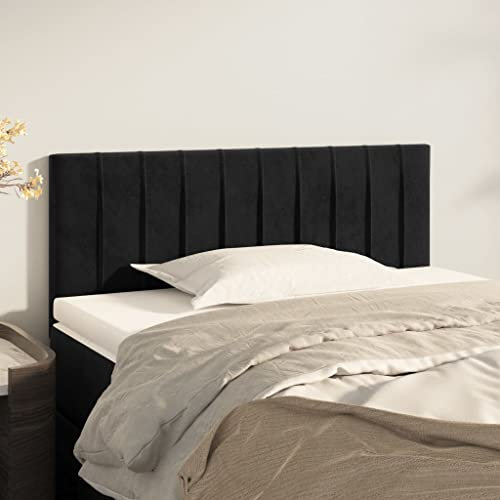 Homgoday Mobili Kopfteil Schwarz 90 x 5 x 78/88 cm aus Samt, Kopfteil, Kopfteil für Doppelbett, Rückenlehne für Bett und Sofa, Modell 346224