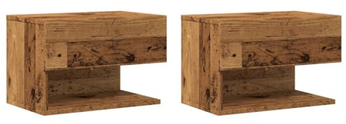 vidaXL Väggmonterade sängbord 2 st, sängskåp, sänglådor, sovrumslådor, sänglåda, sovrumslåda, väggmonterat sängbord, rustik, gammalt trä, 46 x 29.5 x 30 cm