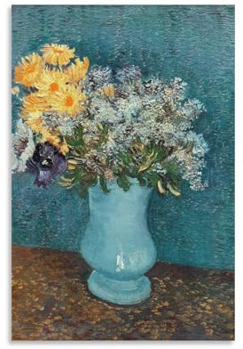 Vase mit Flieder, Margeriten und Anemonen von Vincent Van Gogh, Wandkunstdrucke, Poster, Bild, Leinwand, Poster, Wandmalerei, Poster, Dekoration, moderne Wohnkunstwerke, 60 x 90 cm