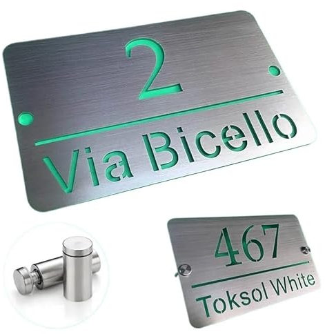 OZLCUA House Numbers 20cm/30cm Stainless Steel Door Plates Hollow House Numbers Custom Signs Outdoor Floating Street Road Garden Metal Address Boards House Sign Door Number(20 x 12 cm)