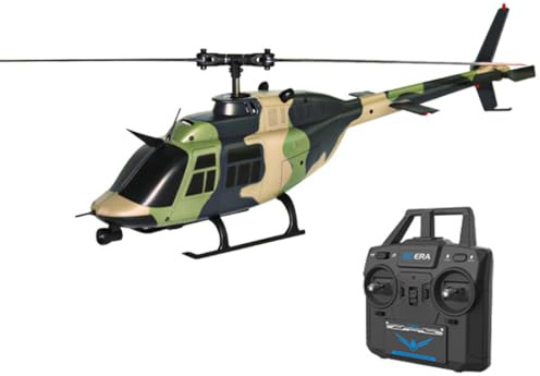 BAUBAUPLAY RC Hubschrauber, C138 1/33 Bell 206 Ferngesteuertes Helicopter, 2.4G 6CH Single Rotor ohne Querruder Militär Hubschrauber Spielzeug mit optischer Flusspositionierung
