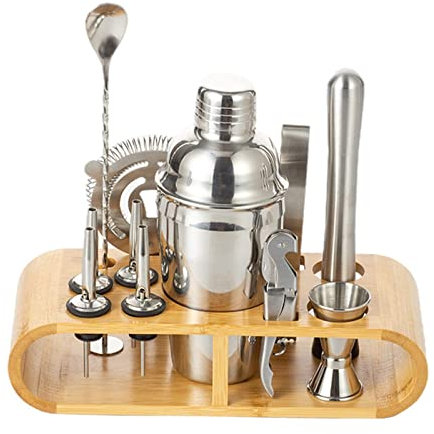 QTANZIQI Cocktail Shaker Cocktail Shakers Set,12 Piece Cocktail Making Set with Display Stand for Home,Bar,Professional Stainless Steel Bar Tool Set,350Ml (350ml)