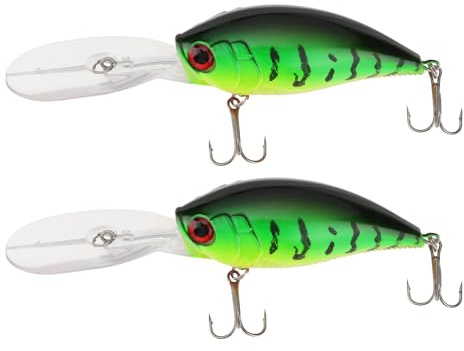 SG Store 2 Stück 3D-Augen Crankbait Minnow Angelköder 22g 7,5cm Größe 6 Hakenköder Harter Köder Angelköder mit 5cm Transparenter Zunge für Mandarinfische Seebarsche Wels Feuertiger