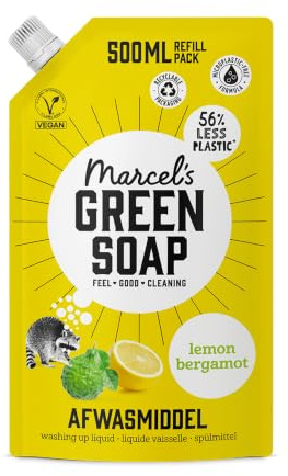 Marcel's Green Soap - Washing up Liquid Refill Lemon & Bergamot - Hand dishwash - Microplastic free formula - Vegan - 500 ml