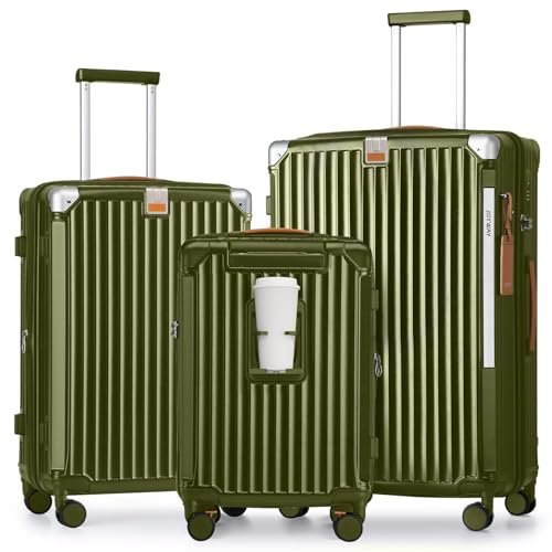 Joyway Kofferset 3 Teilig Hartschale Leicht ABS Reisekoffer von Trolley Handgepäck Sets mit TSA Schloss und 4 Rollen Grün