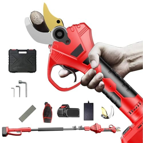 vanenferse Tijeras De Podar Electricas, 50mm Tijeras De Podar Telescopica Bateria, Tijeras De Podar Bateria Profesional, Tijeras De Podar De Mano para Jardinería, Arboles Frutales, Kit Jardineria