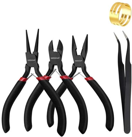 WISEUP 3 Pcs Jewelry Pliers Set - Needle/Chain Nose, Round Nose and Wire Cutters for Jewelry DIY Craft，Repair & Wire Wrapping