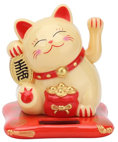 Lucky Cat, Solar Powered Maneki Neko Beckoning Lucky Fengshui Waving Cats
