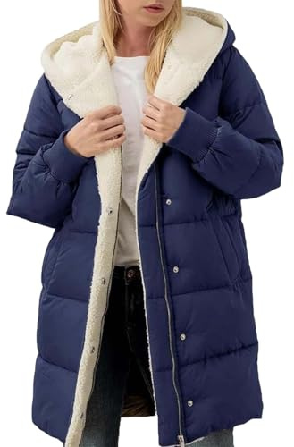 Manteaux d'hiver pour femmes UK - Doudoune doublée en polaire - Veste rembourrée matelassée à capuche - Trench-coat - Vestes matelassées pour dames - Vêtements d'extérieur décontractés et chauds