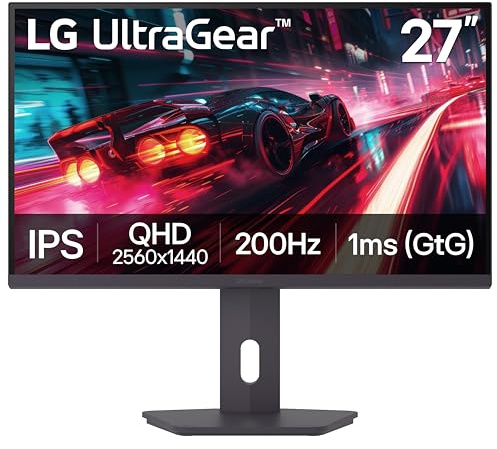 LG 27G610A-B 27-inch Ultragear QHD (2560 x 1440) IPS Gaming Monitor, 200Hz, 1ms, AMD FreeSync Premium, VESA DisplayHDR 400, HDMI, DisplayPort, Tilt/Height/Swivel/Pivot Stand, Black