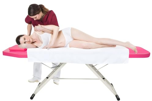 FROPIJ 3 Zonen Massageliege Klappbar Massagetisch Mobile Massagebett mit Kopfstütze, Kosmetikliege Massageliegen Behandlungsliege für Schönheitssalons Tattoosalons 180x60x60cm (Rosa)