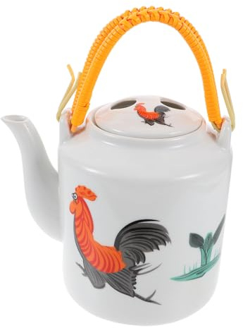 Ciieeo Teiera in ceramica retrò resistente al calore semplice teiera bianca per uso domestico facile da pulire elegante bollitore in porcellana