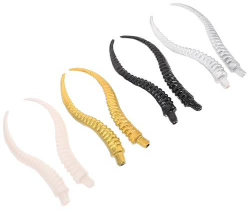 Baluue 4 Pairs Faux Animal Horns Hair Clips Realistic Deer RAM Antelope Bull Antlers for Cosplay Halloween Fantasy Parties Natural Textured DIY Costume Accessories for Adults