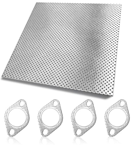 Auspuffdichtung, Dichtungspapier 20 x 20 cm Auspuff Dichtband Dicke 1,6 mm krümmerdichtung Universal Auspuff Dichtung Mehrlagige Metallplatte Hitzebeständig bis 350 Grad