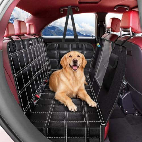 UPAWPIA Hundedecke Auto Rückbank 100% Wasserdicht Kratzfeste Autoschondecke Hund Rücksitz mit Seitenschutz und Sichtfenster Hundematte Auto Rückbank Universal für PKWs LKWs und SUV