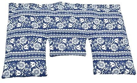 NATURMOOR Weizenkissen Nacken 40x25 cm– Medizinprodukt CE Wärmekissen Klasse I aus Baumwolle, natürliche Weizenfüllung, ergonomische Form, Wärme- & Kälteanwendung - Blau-Weißes Folkloremuster