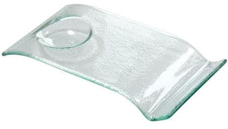 We Can Source It Ltd Glass Rectangular Plate with Dip Well 27.5x15cm – Clear Buffet Presentation Platter for Sauce, Appetisers, Catering Food Display & Restaurant Tableware Serving