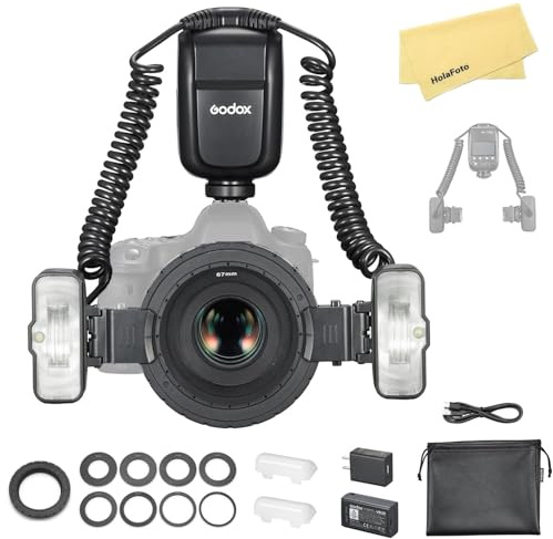 Godox MF-T76C MF-T76 C Macro Twin Flash for Canon Camera Flash Speedlight,76Ws 2.4G TTL 1/8000 HSS Wireless,LCD Display Adapter Ring,550 Full Power Flash,1.2s Recycle Time