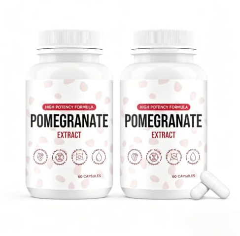 Extrait de grenade – Prend en charge les niveaux d'énergie, 60 unités | Fruits entiers. Soutient la circulation et la fonction cardiaque. Formule propre à ingrédient unique