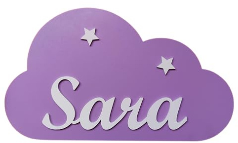 EVYRE | Placa Decorativa Infantil De Madera | Forma De Nube Personalizada Con El Nombre Para Niño y Niña | Regalos Originales Y Únicos, Decoraciones De Pared o Puerta | Regalos Personalizados Bebé