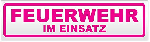 Kiwistar Magnetschild Feuerwehr im Einsatz - 60cm Pink - magnetisch für Auto PKW Kfz - wiederverwendbares Hinweisschild aus Magnetfolie - für Fahrzeug, Truck