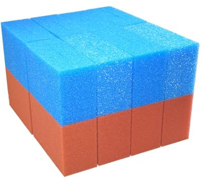 Steppan® 16 Filterschwämme 8 x BLAU und 8 x ROT geschlitzt für Biotec 18 und 18 Screenmatic 21,5 x 15,5 x 9 cm BLAU Grob = PPI 10 ROT Fein = PPI 30