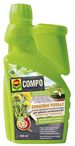 COMPO Erbicida Totale HERBISTOP Pronto Uso Giardino PFnPO, Per Piante Ornamentali, Contro Infestanti, Muschi e Alghe, 500 ml