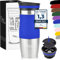 Milu Thermobecher Kaffee to go 370ml, 450ml Isolierbecher Kaffeebecher - 100% Auslaufsicher - Trinkbecher aus Edelstahl - Autobecher doppelwand Isolierung - Travel Mug (Blau, 370ml)