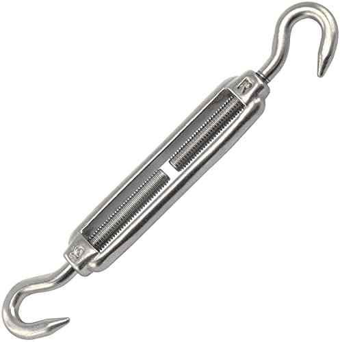 OPIOL QUALITY® Spannschloss Haken - Haken M10 aus Edelstahl A4 V4A (1 Stück) ähnl. DIN 1480 Spannschlösser Wantenspanner Drahtspanner Spannschraube Seilspanner