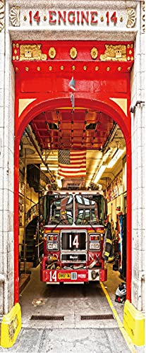 A.Monamour Türtapete Selbstklebend Türfolie Türposter 3D New Yorker Feuerwehr Motor 14 Vinyl Folie Türdeko Tapete Wandbild Türaufkleber Türtattoo 77 x 200 cm
