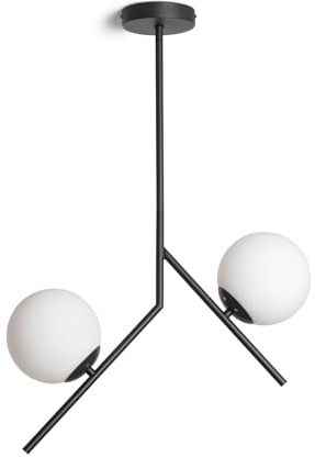 LEDKIA LIGHTING Lámpara de Techo Metal y Cristal Balts Negro E27