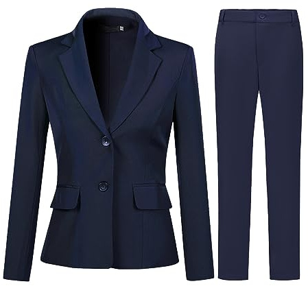 YYNUDA Women's 2-Piece Suit Office Blazer Trousers Two Buttons Formal Jacket