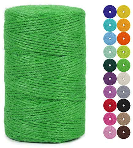 LEREATI Juteschnur 2mm x 200m Gartenschnur Paketschnur Naturfaser Hanfseil Jute Schnur Jutegarn Juteseil, Kordel Weihnachten für DIY Kunstgewerbe Gartenarbeit Geschenkverpackung Deko (Grün)