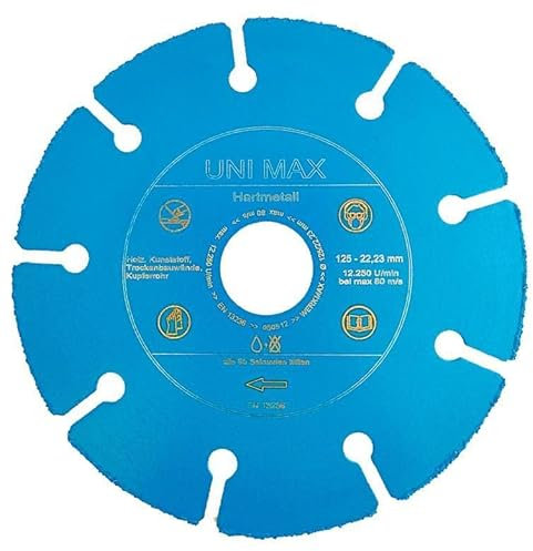 UniMax Disque à tronçonner en carbure de tungstène 125 mm – Disque à tronçonner multi-usages pour meuleuse d'angle