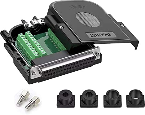 Harrisen DB37 lötfrei Buchse RS232 D-SUB Serieller Adapter,37-poliger Anschluss Terminal Lötfreier Breakout-Board-Steckverbinder mit Fall Lange Bolzen Endrohr(1PCS Buchse)