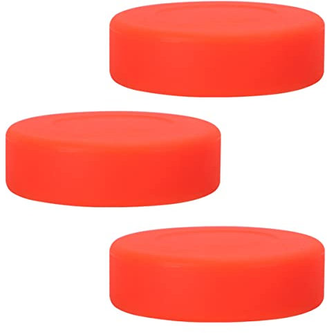 Veemoon 3 Stück Hockey Trainingspucks Orange PVC Flacher Hockeypuck Mit Einstellbarer Härte Für Streethockey Trainingsspiel Sport