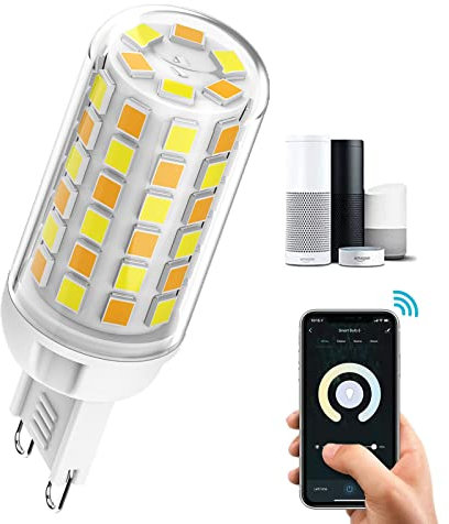 BVCL Smarte G9 LED Lampe, 4W 320 LM, WiFi LED Dimmbar Glühbirne, kein Flicker, Compatible mit Alexa,Google Assistant, Kein Hub notwendig, Sprachsteuerung, AC 220V-240V (Size : 1pcs)