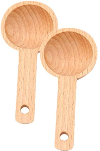 OUSIKA Cuchara de café de madera en haya, 2 cucharas medidoras for granos de café Cucharas pequeñas de madera Cucharillas pequeñas for servir Utensilios de madera for cocinar for uso diario Cuchara