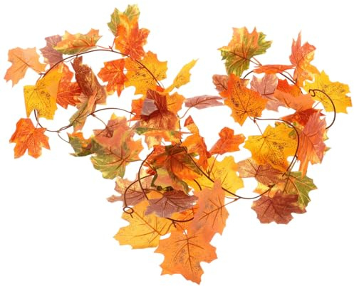 HOMSFOU Künstliche Ahornblätter Ranke 7.87Ft Herbst Girlande Deko Für Halloween Erntedankfest Innen Und Außen Hängende Simulationsblätter Weinreben Für Zuhause Garten