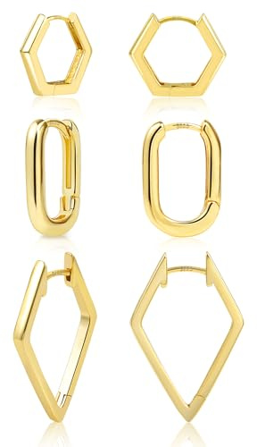 ALEXCRAFT Creolen Ohrringe Set Damen Frauen Huggie Kreolen Klein Ohrringe | Ohrringe Creolen Kleine Set Stapelbar Mehrere Gold Ohrring Silber 925 Schlafen Knorpel Kreolen Huggie Creolen Damen Schmuck