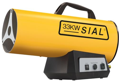 SIAL Riscaldatore a gas, 33 kW, pistola per riscaldamento ad aria calda, generatore di aria calda a gas, interruttore meccanico/accensione piezoelettrica, colore giallo