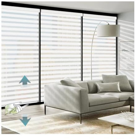 Doppelrollo schnurlos,Zebra-Jalousien aus Stoff,Rollos für Fenster ohne Bohren & zum Bohren, Lichtdurchlässig Aber Blickdicht, für Zuhause, Büro, Wohnung (Size : W130xH180cm/W51.18xH70.86in)