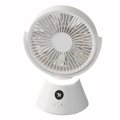 YOGOTEU Ventilateur de table - Petit ventilateur USB silencieux avec affichage numérique - Ventilateur de table électrique rechargeable - Avec 3 vitesses - Ventilateur de bureau