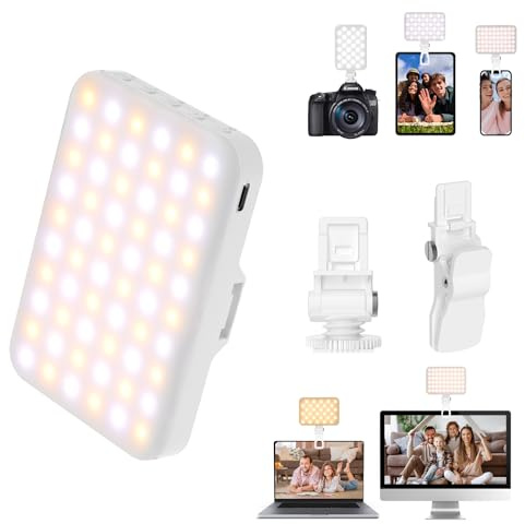 BANSINE Portable LED Photo Light - USB-Rechargeable, Up to 6500K Color Temperature for Selfie, Zoom Conference, Video, Makeup