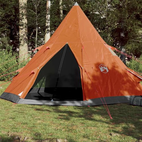 Tino Tech Tipi-Campingzelt 4 Personen Outdoor Tent Gruppenzelt Winddicht Campingzelt Familienzelt Große Wurfzelt Festivalzelt Wurfzelte für Familie Trekkingzelt Orange Polyester&PE 367x367x259 cm