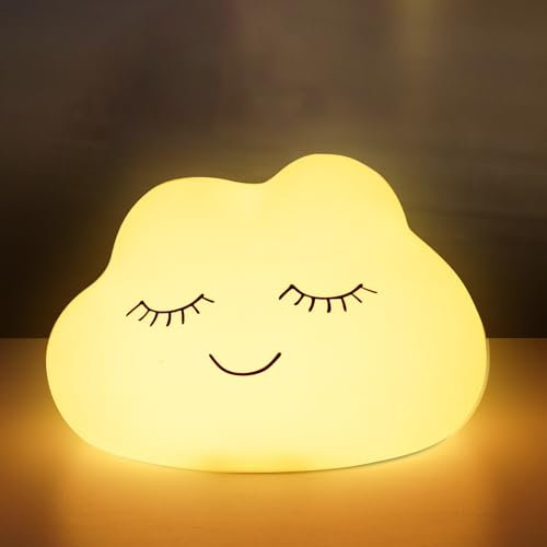 Nachtlicht Kinder Wolke Stilllicht Baby Nachtlampe Dimmbar mit 7-Farben-Licht,Touch&Switch-Steuerung, Nachtlicht Lampe Kindernachtlicht USB Aufladbare, Anti-Glare LED Wolkenlampe für Kinderzimmer