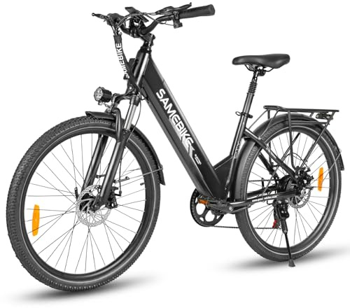 SAMEBIKE 26 Zoll E-Bike Herren Damen mit 250W Motor, 36V 540Wh Akku, Elektrofahrräder E-Fahrrad mit 7-Gang-Getriebe, LCD-Display, Pedelec Citybike EBike, Grün