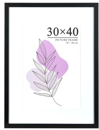 Baoee Schwarz Bilderrahmen mit Acrylglas, 30 x 40 cm, A4 mit Passepartout, Urkundenrahmen für Tischplatte und Wandmontage