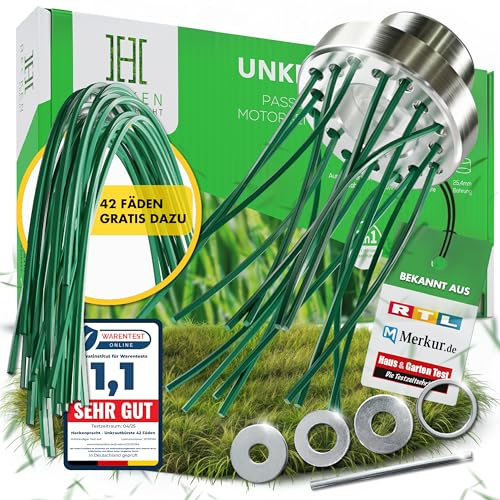 Heckenpracht® Profi Nylon Unkrautbürste für Freischneider | inkl. 42x PA 66 Nylonfäden | Wildkrautbürste für Motorsense aus Aluminium | 25,4mm Bohrung | Freischneider Zubehör
