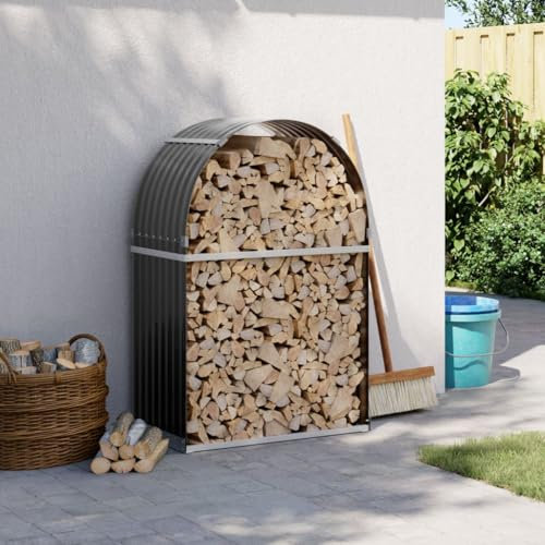 Xichuzi Kaminholzunterstand Anthrazit 80x45x120 cm Verzinkter Stahl, Holzunterstand, Holzstapelhilfe, Aufbewahrung Holz, Holzregal, Brennholzregal Außen, Kaminholz Aufbewahrung - 364559